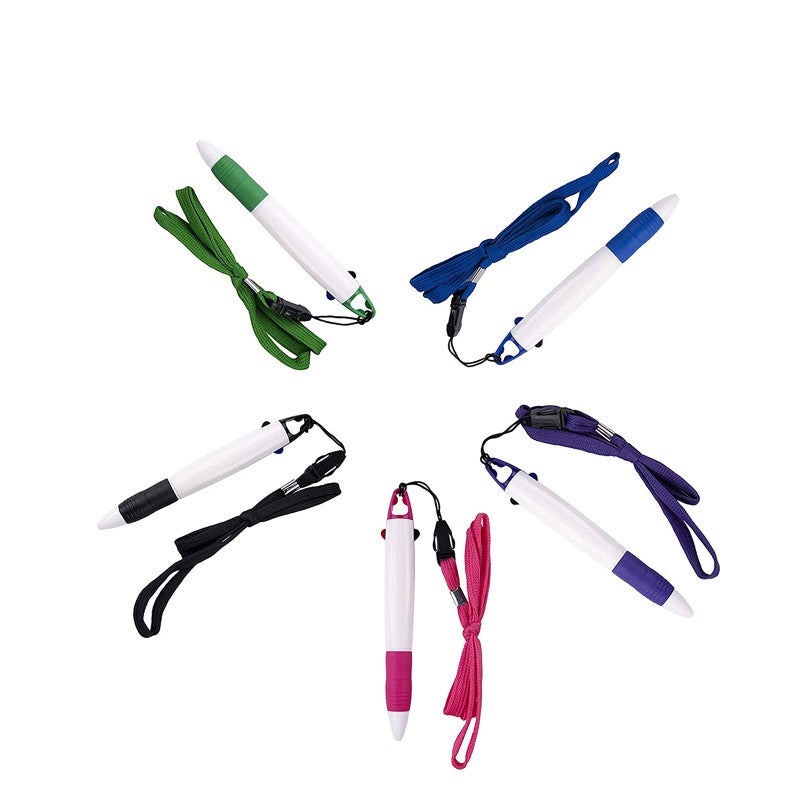 smttw 5-Pack Retractable Neck Pens with Lanyard - Dual Color Ink Ballpoint Pens with Chain for Nurses, Students, Office, School, and Home Supplies - Image 1